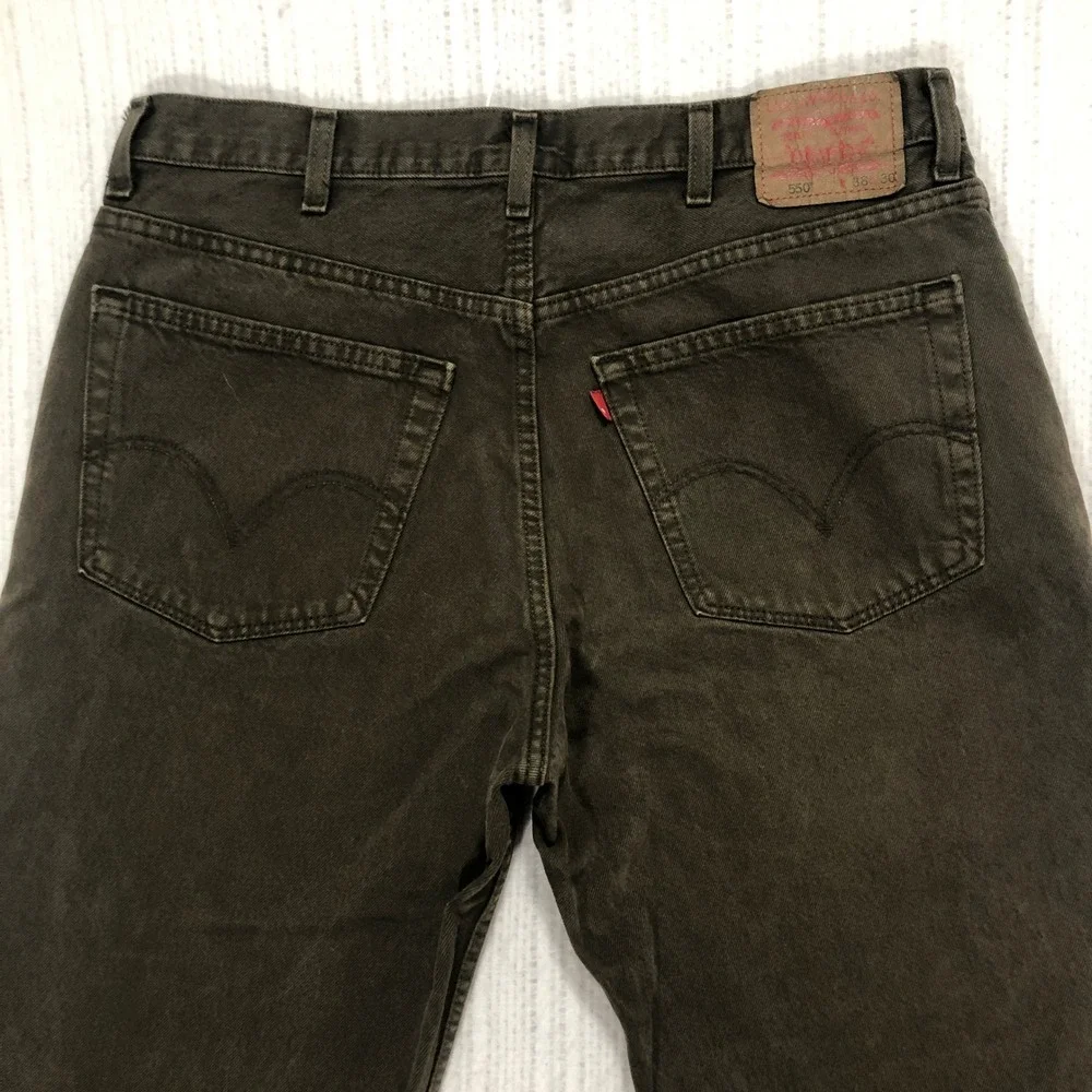 Levi's 550 Relaxed Fit Jeans Mens‎ W38 L30 Olive Green Denim Pants